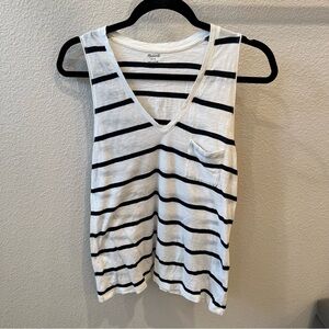 MADEWELL Navy Blue Striped V - Neck Tank Top